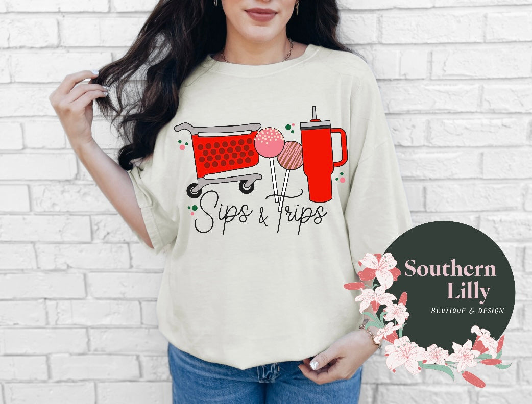 Sips & Trips Comfort Colors T-Shirt