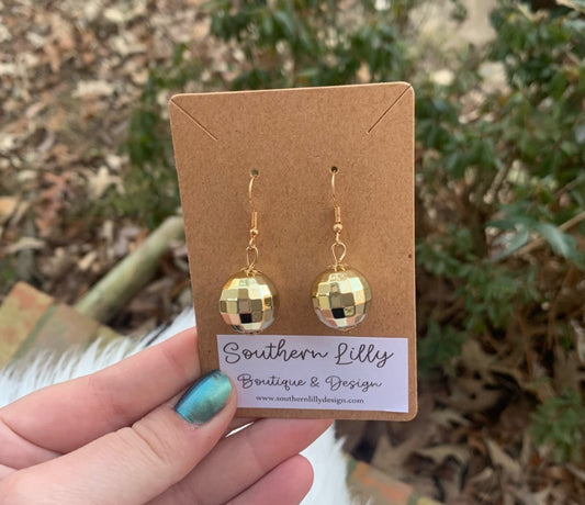 Gold Disco Ball Earrings