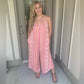 Easel Border Printed Gauze Cami Jumpsuit