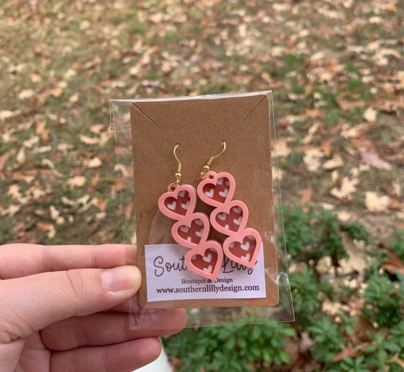 Hearts Layered Valentines Earrings