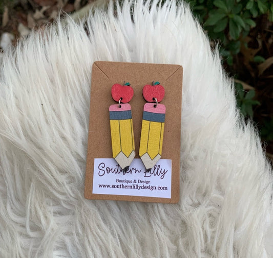 Wooden Pencil Earrings