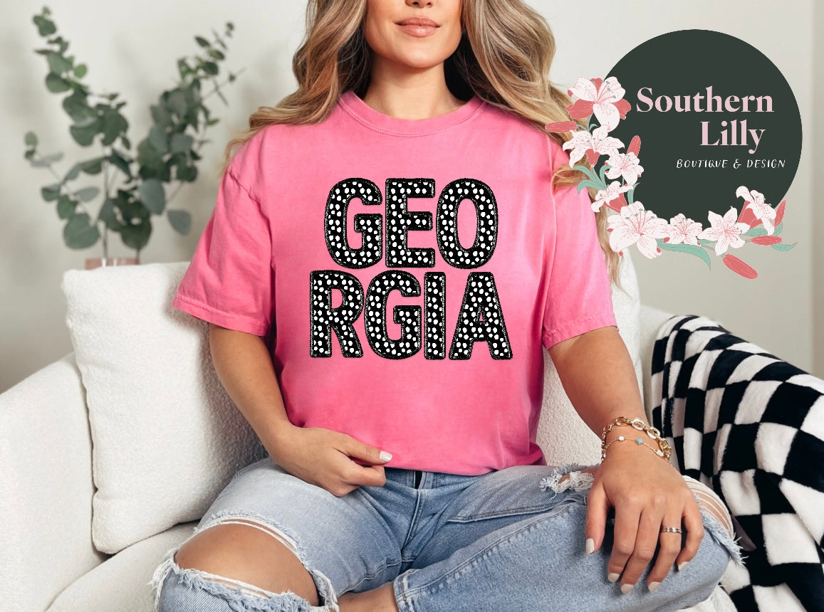 Faux Embroidery Georgia Comfort Colors T-Shirt