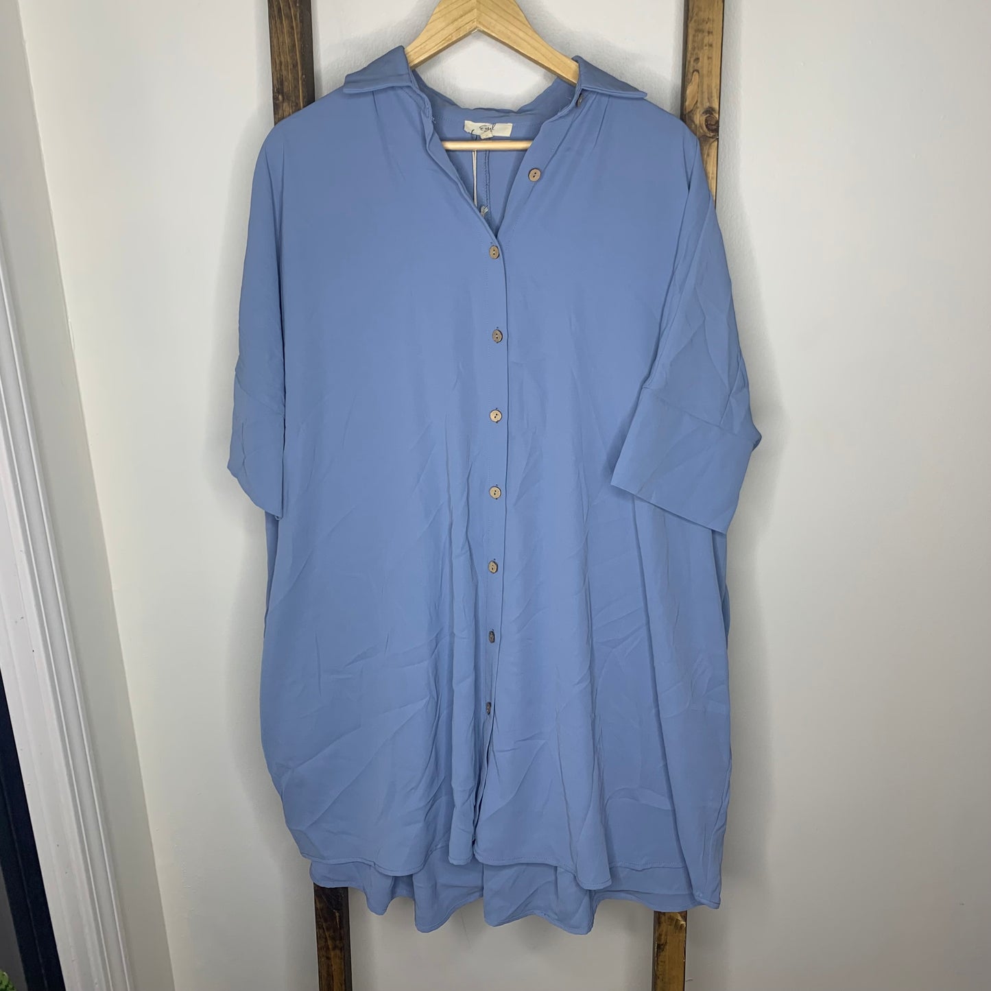 Easel Half Sleeve Button Down Shirt Dress S