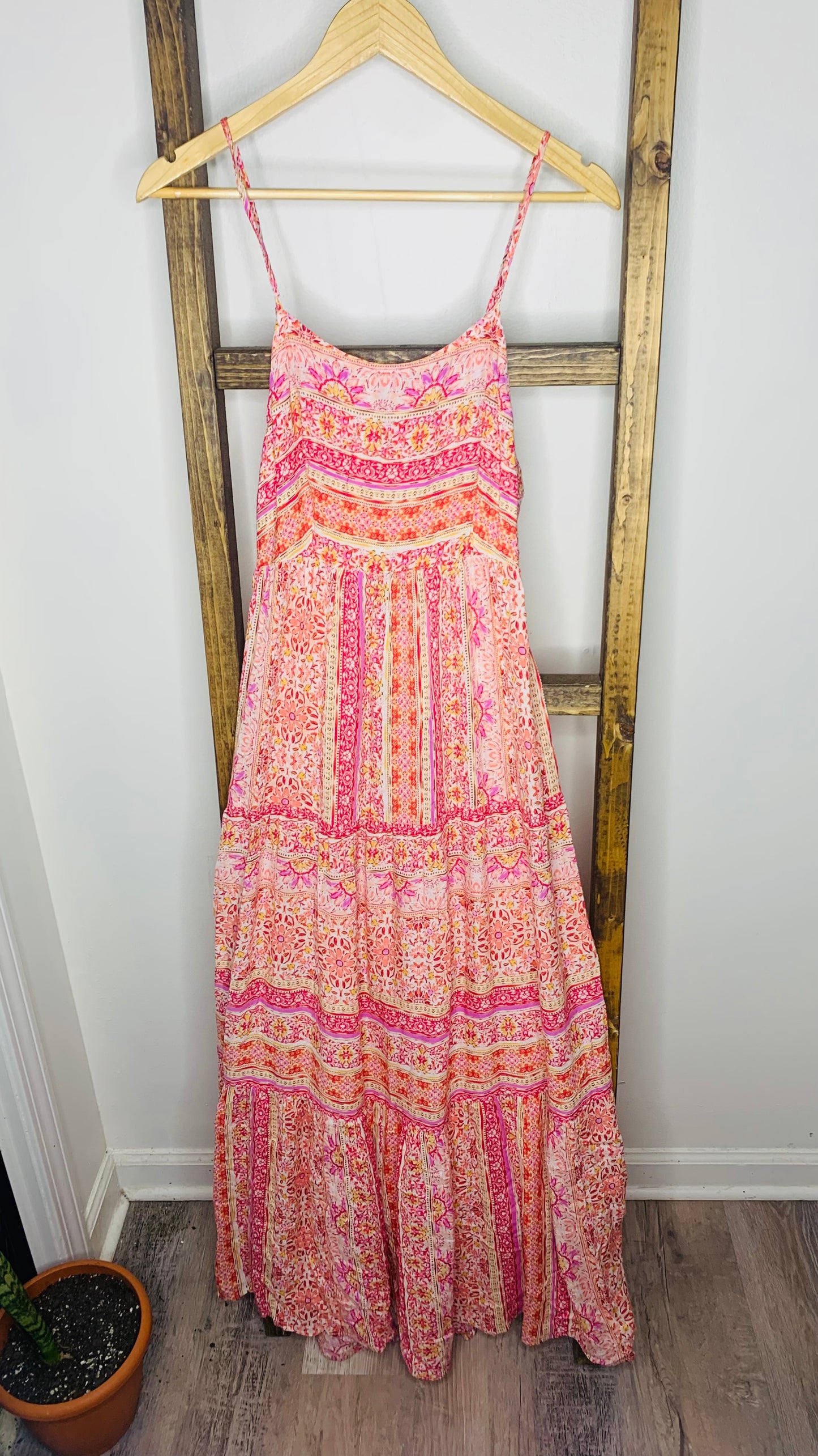 Easel Pink Bandana Print Maxi Dress S