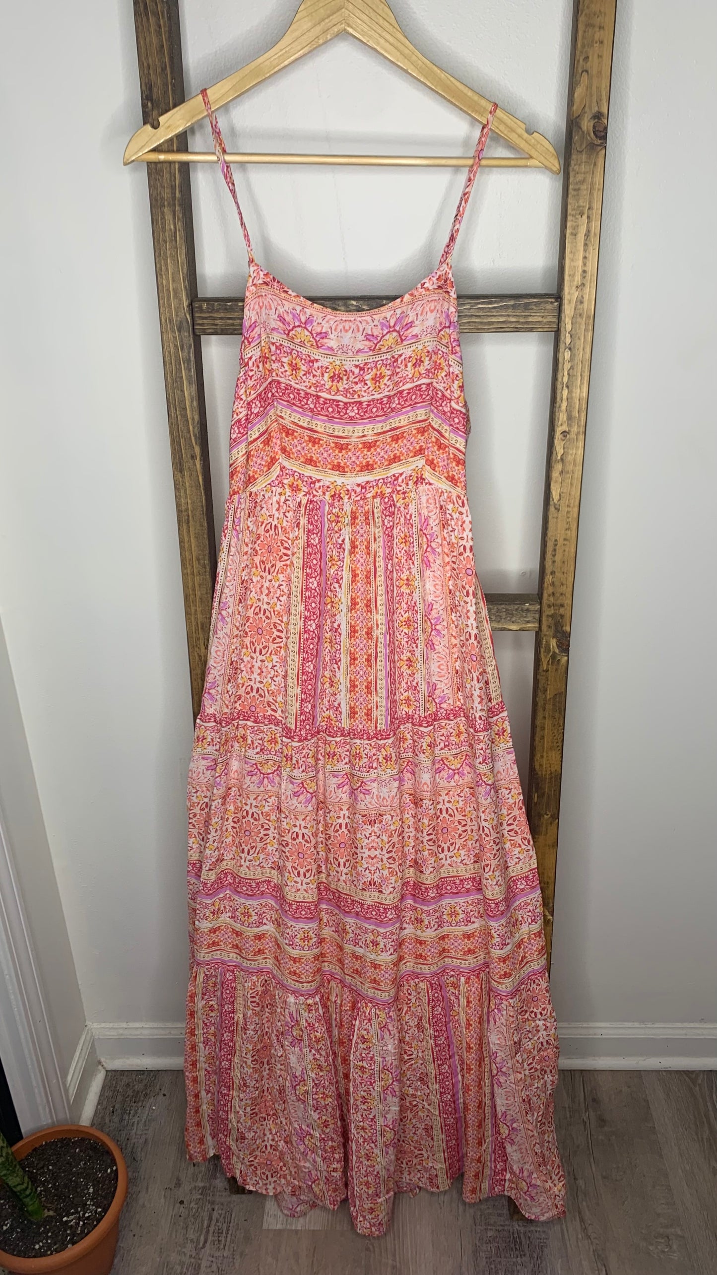 Easel Pink Bandana Print Maxi Dress S