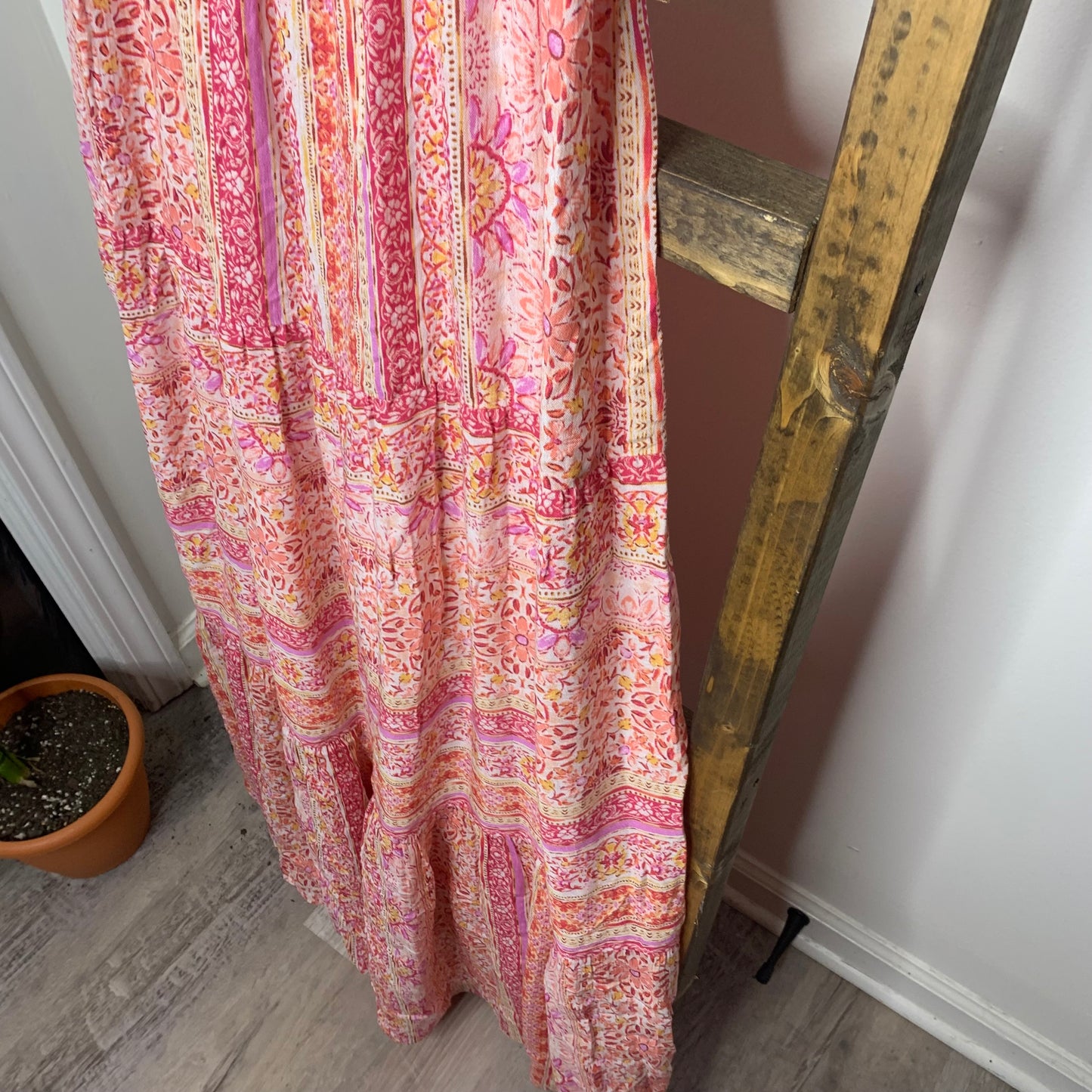 Easel Pink Bandana Print Maxi Dress S