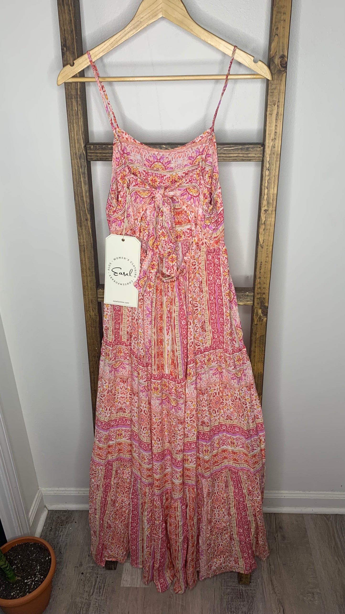 Easel Pink Bandana Print Maxi Dress S