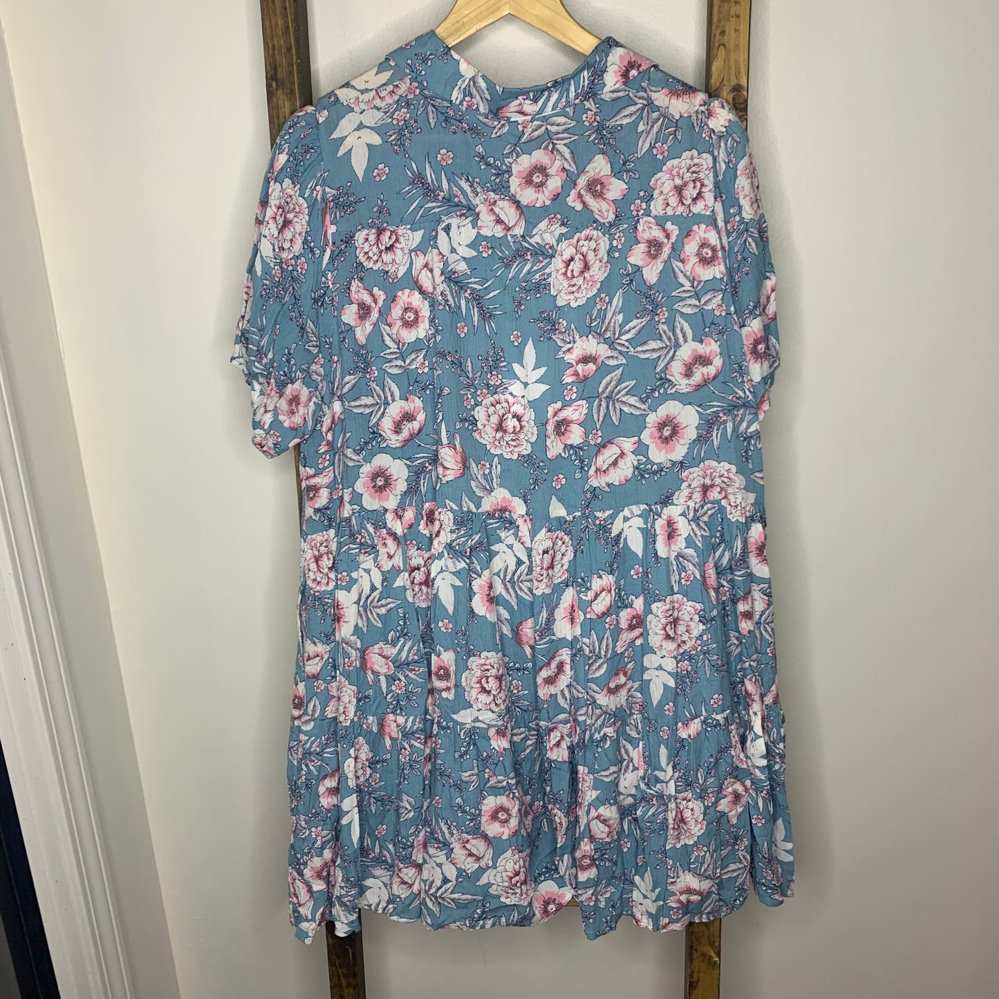 Easel Floral Print Button Up Collared Dress S