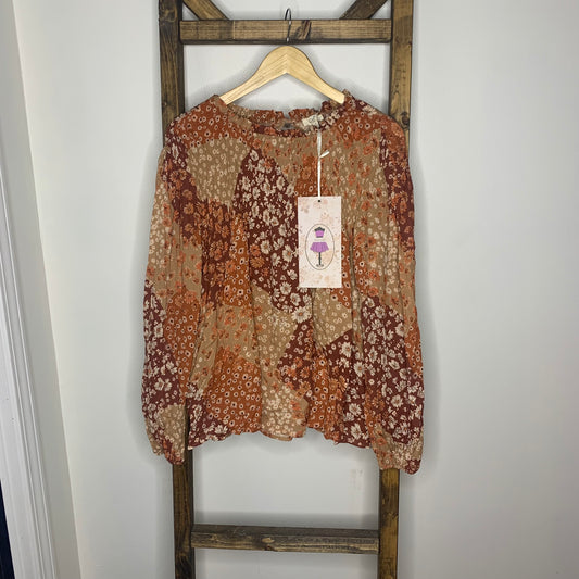 Easel Patchwork Patterned Blouse S