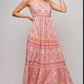 Easel Pink Bandana Print Maxi Dress S