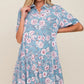 Easel Floral Print Button Up Collared Dress S