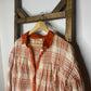 Easel Oversized Plaid Button Down Blouse S