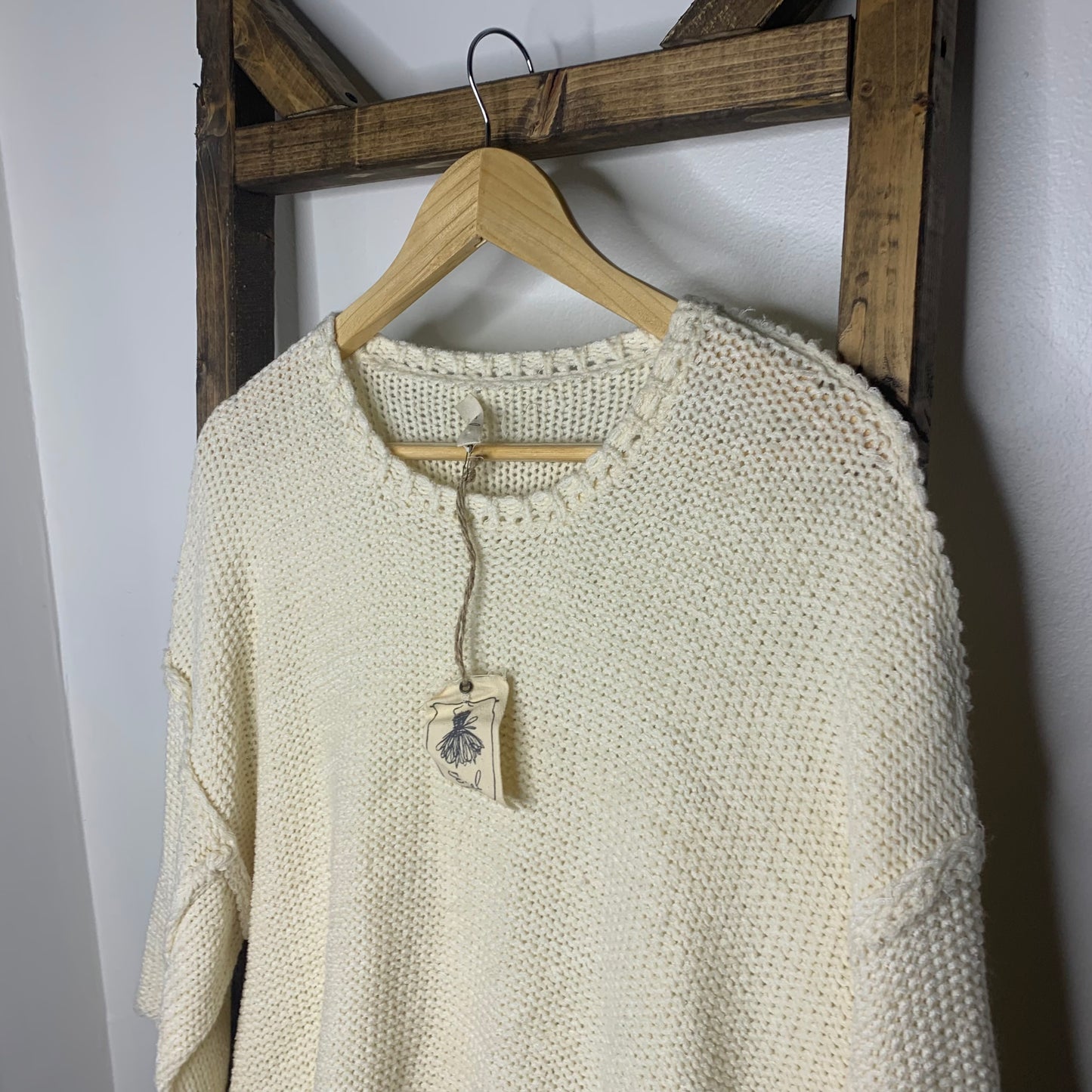 Easel Cream Crewneck Sweater S