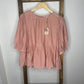 Easel Rose Half Sleeve Ruched Blouse S