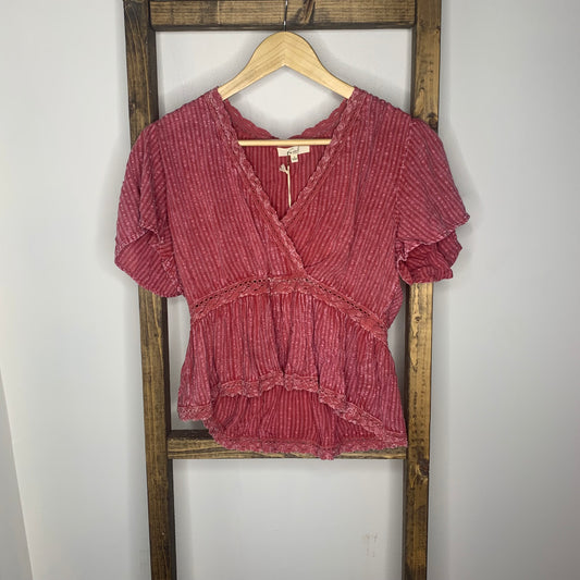 Easel Gauze V-Neck Blouse S