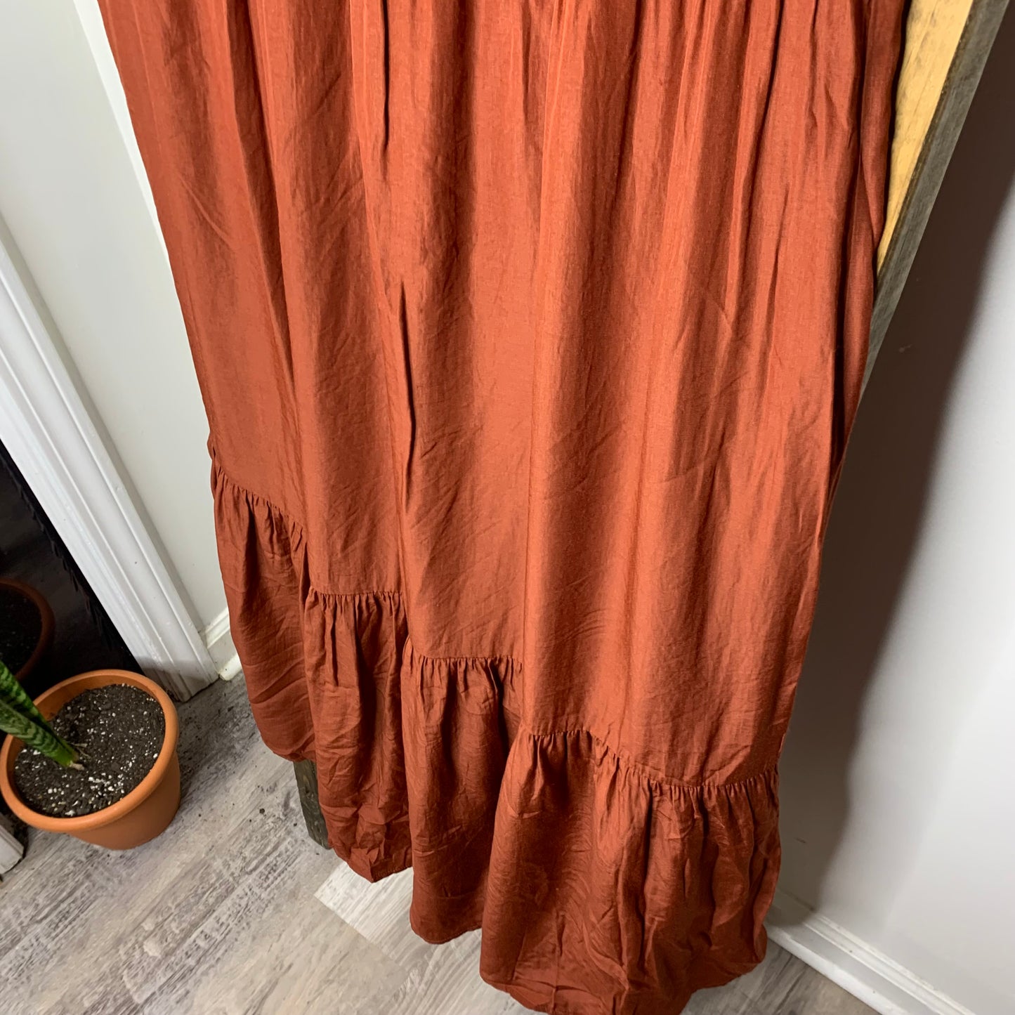 Easel Burnt Orange Maxi Dress S