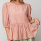 Easel Rose Half Sleeve Ruched Blouse S