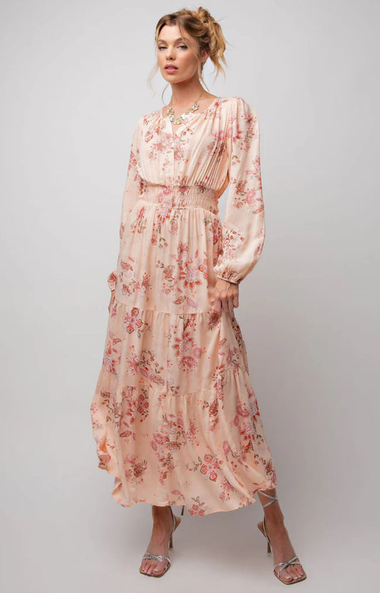 Easel Light Pink Floral Maxi Dress S