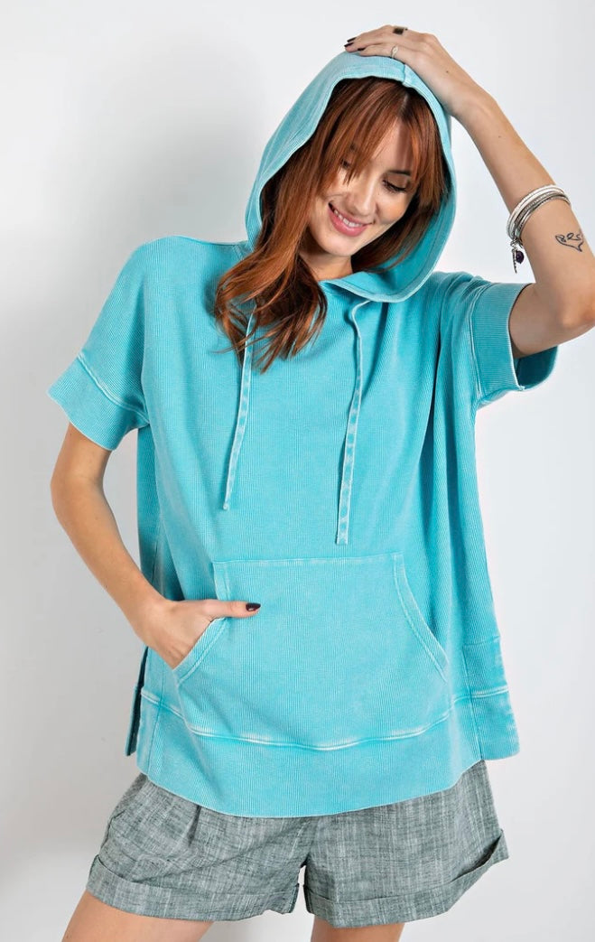 Easel Blue Thermal Hoodie S