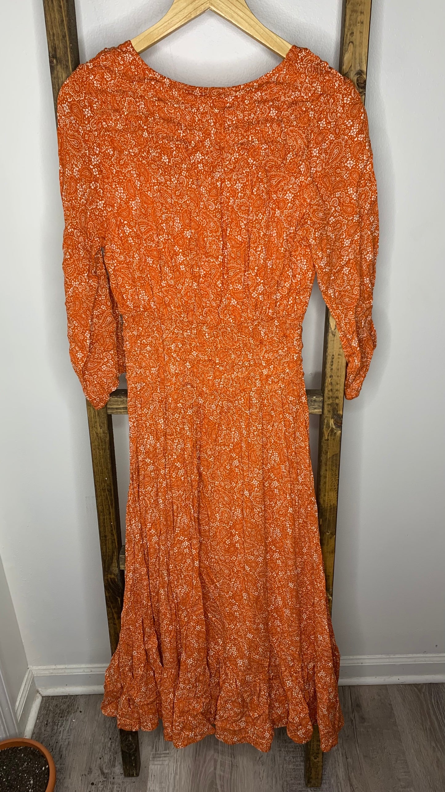 Easel Orange Paisley Print Maxi Dress S