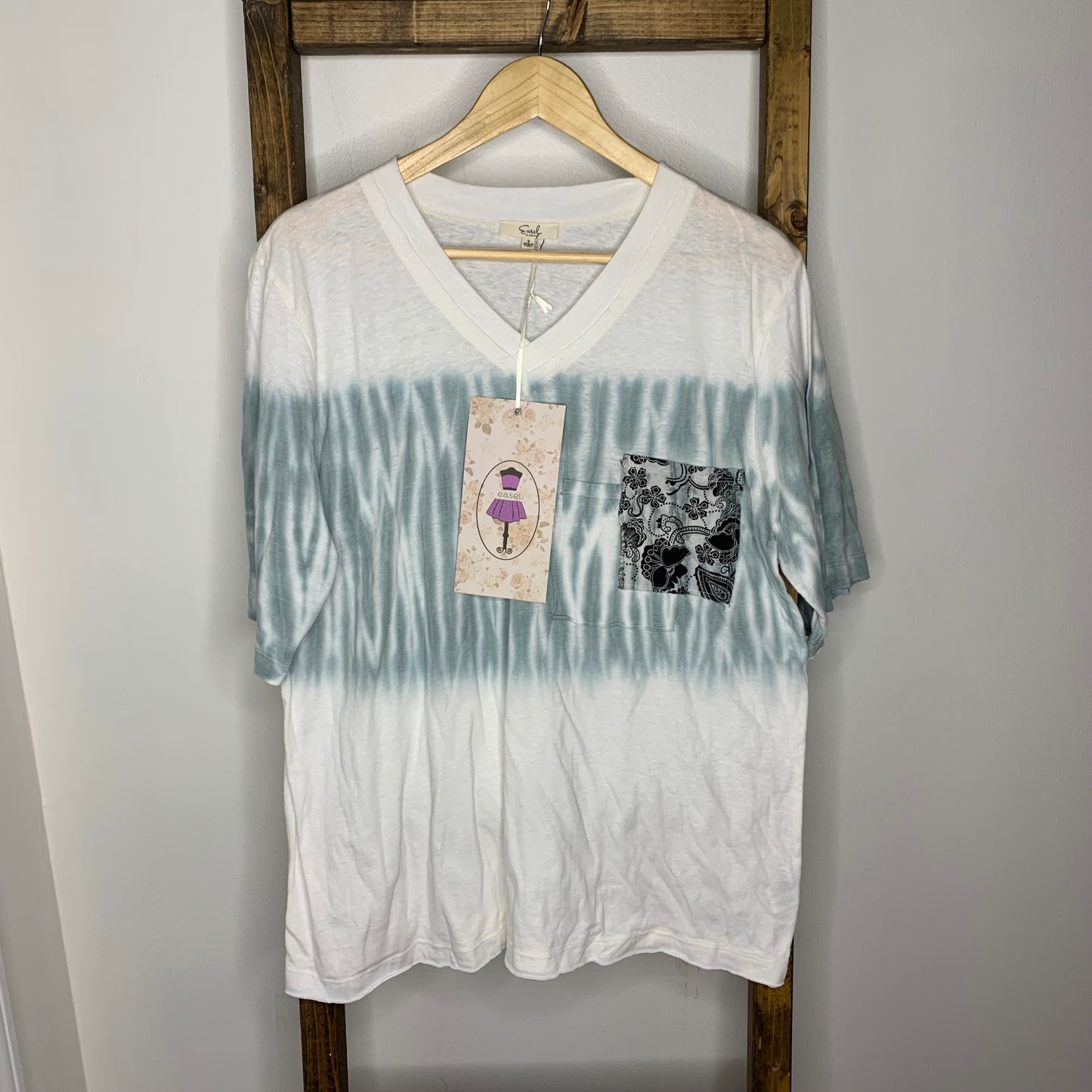 Easel Plaid Pocket Tie Dye Oversized T-Shirt S