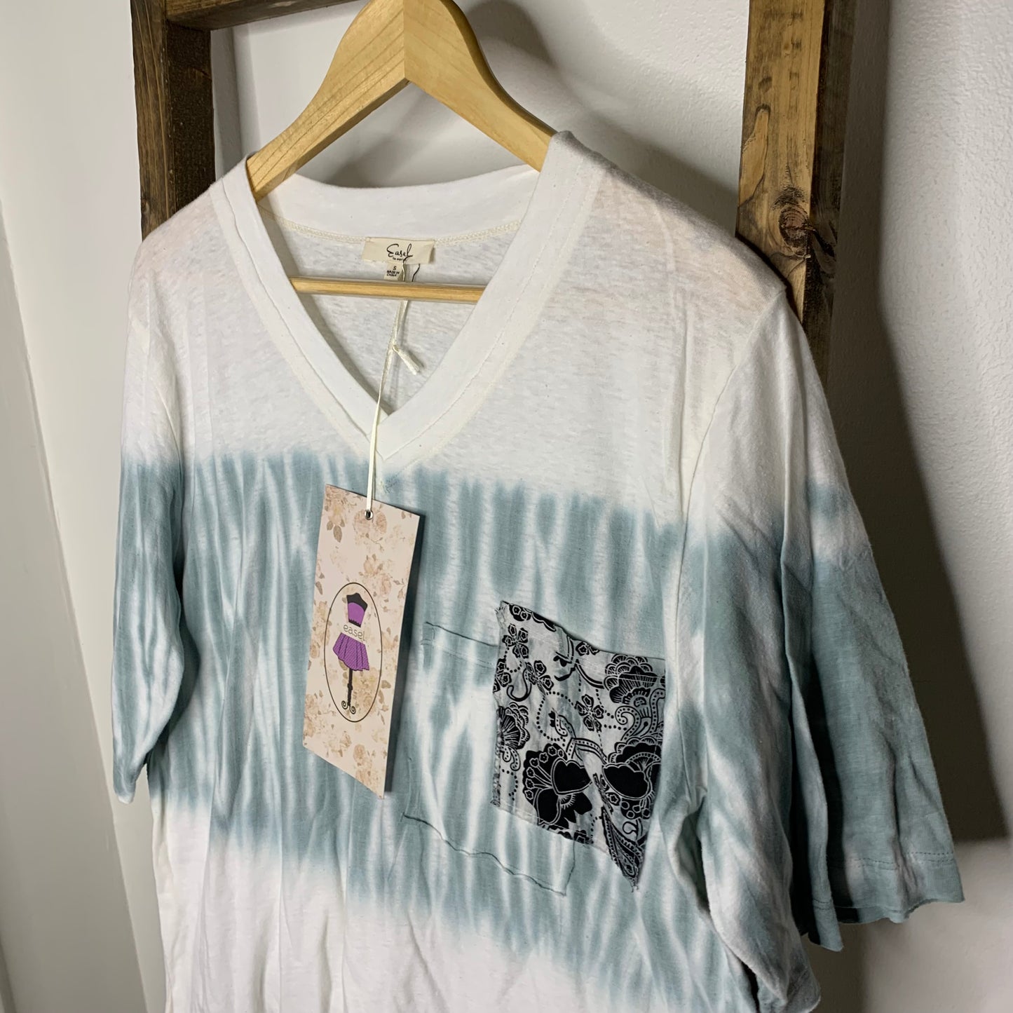 Easel Plaid Pocket Tie Dye Oversized T-Shirt S