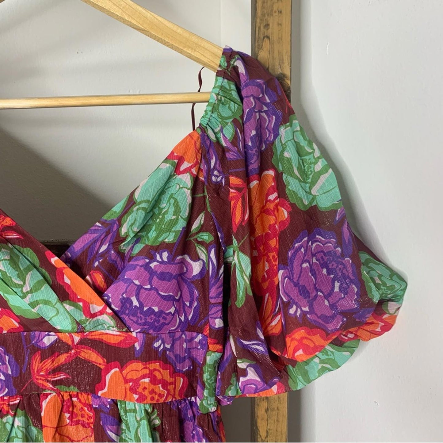 Peach Love California Floral V-Neck Dress