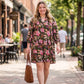 Dear Scarlett Olive Green Floral Shift Dress with Pink Blooms