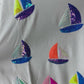 Mary Square White Sequin Sailboat Graphic Short Sleeve Tee
