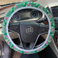 Green and Pink Flamingos Steering Wheel Cover