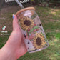 Sunflower Glass Coffee Cup with Lid and Straw