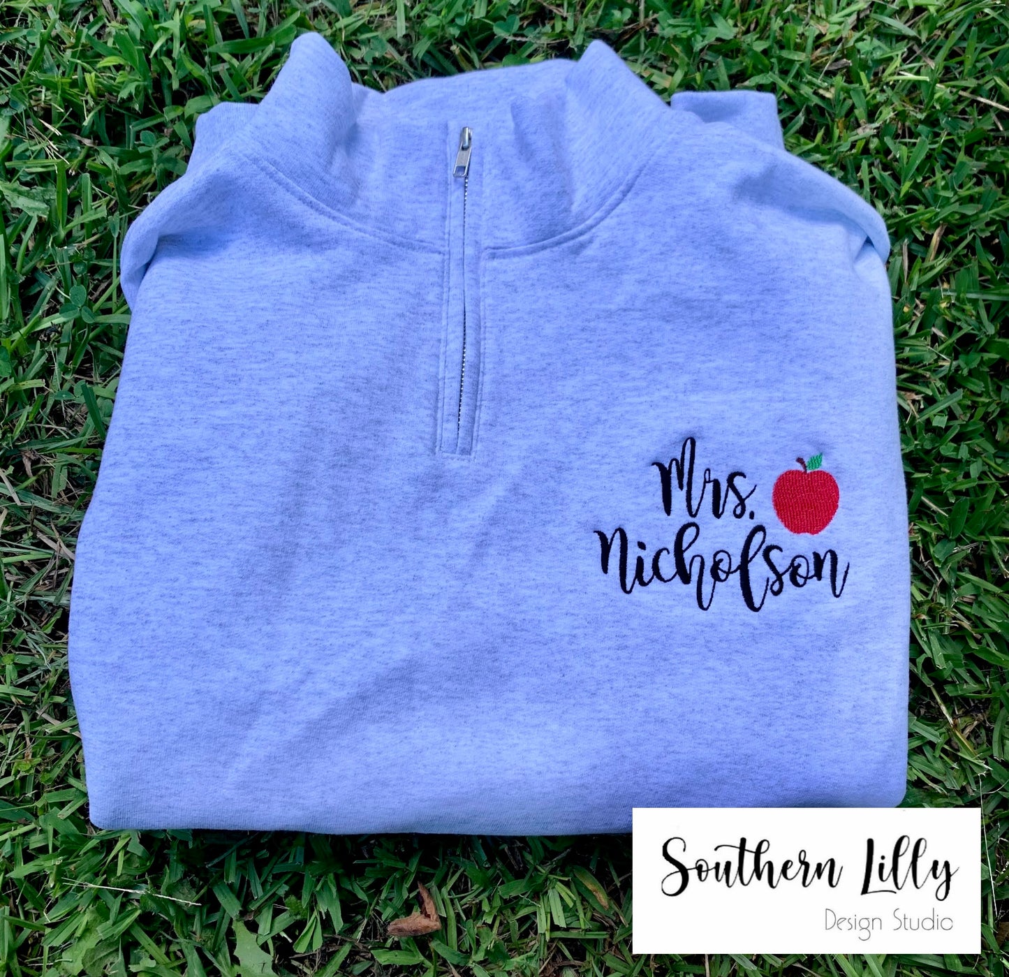 Mrs. Teacher Embroidered Quarter Zip Pullover Sweatshirt Cute Teacher Gift Education Major Gift Teacher Appreciation Gift