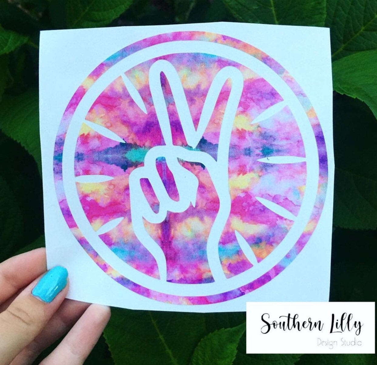 Peace Sign Tie Dye Boho Hippie Vinyl Decal Laptop/Car/Cup Sticker