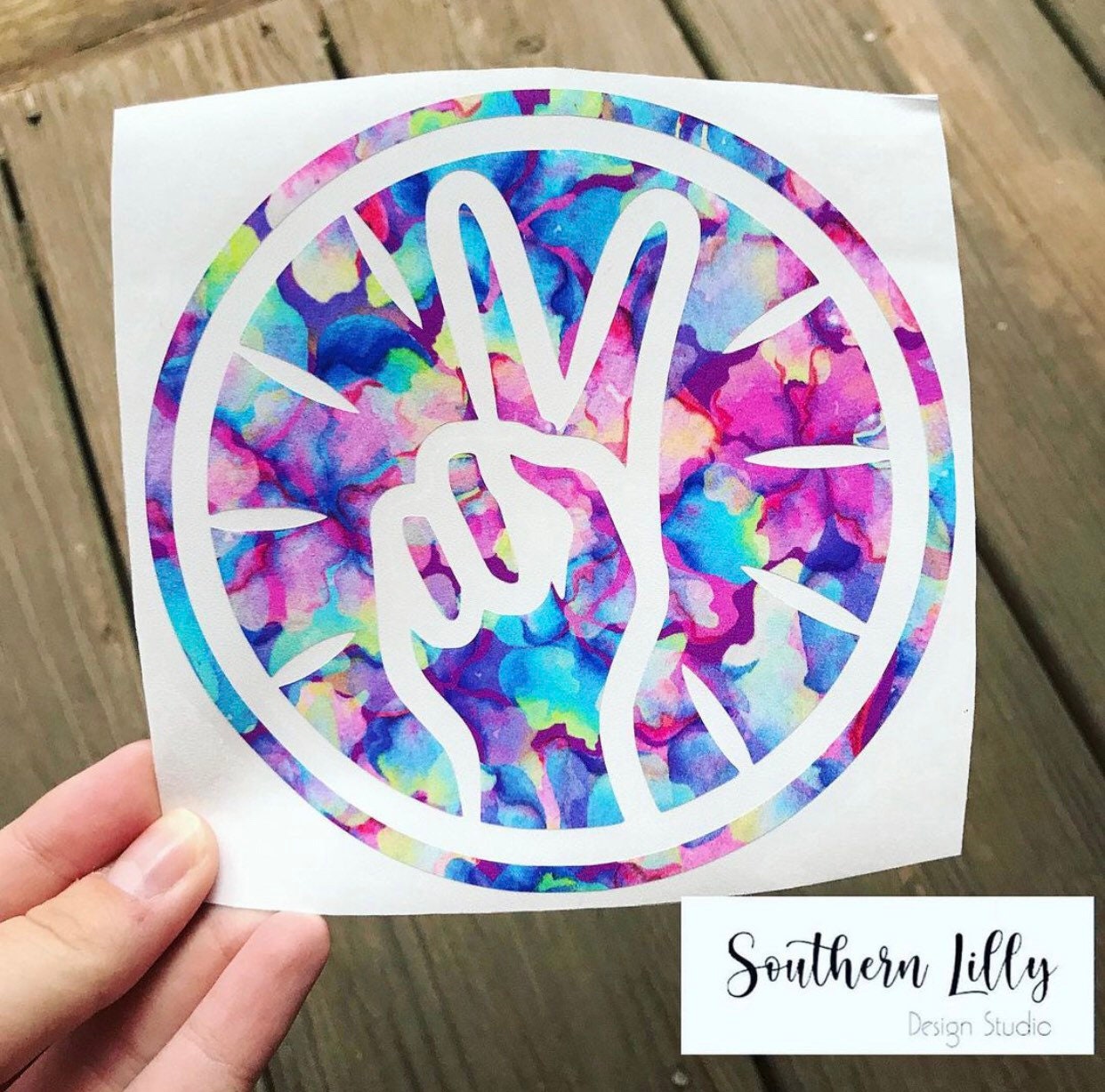 Peace Sign Tie Dye Boho Hippie Vinyl Decal Laptop/Car/Cup Sticker