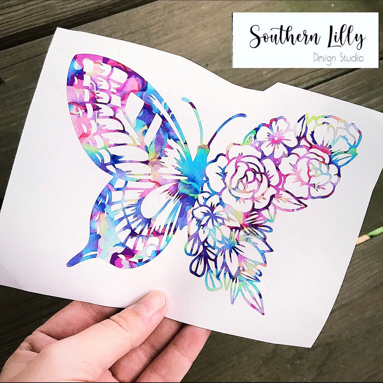 Floral Butterfly Nature Colorful Car/Laptop/Cup Decal Sticker