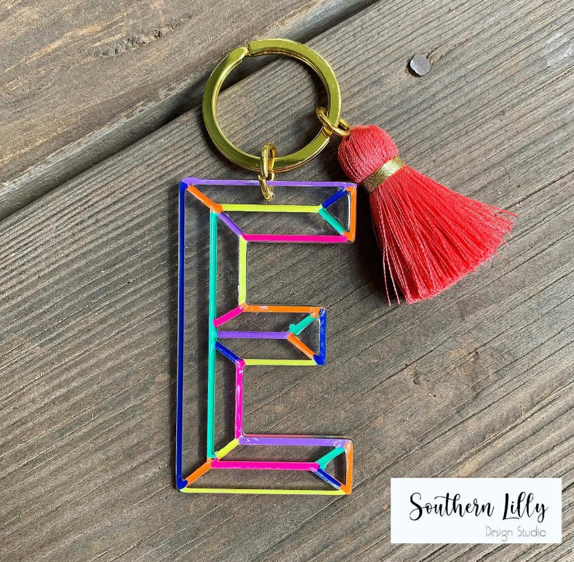 Colorful Acrylic Initial Keychain