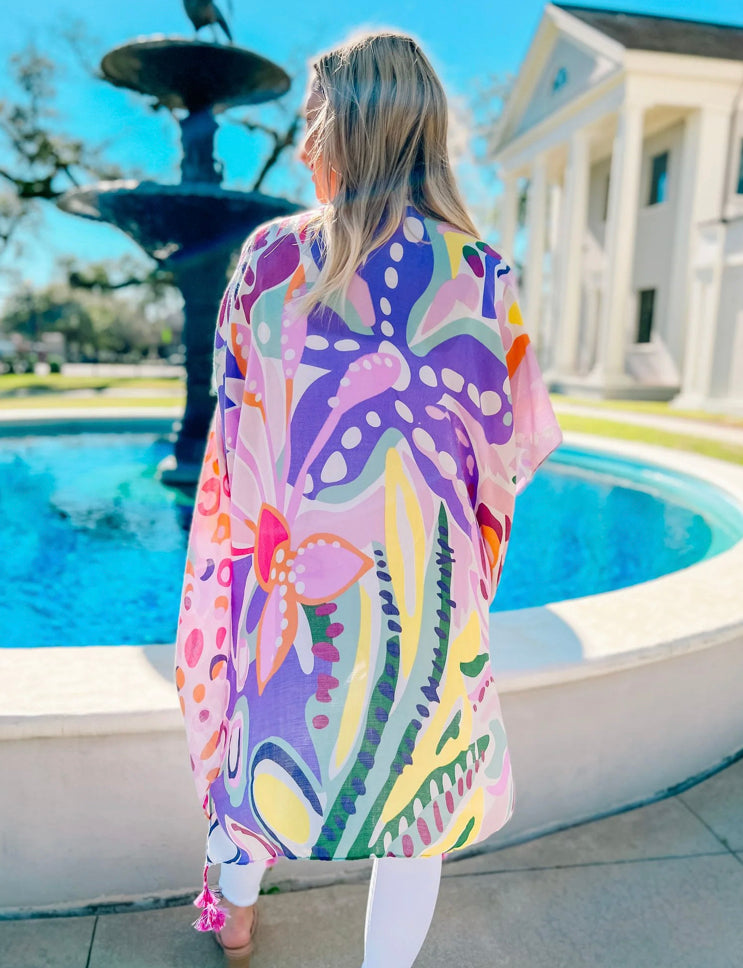 Clearwater Purple Printed Kimono