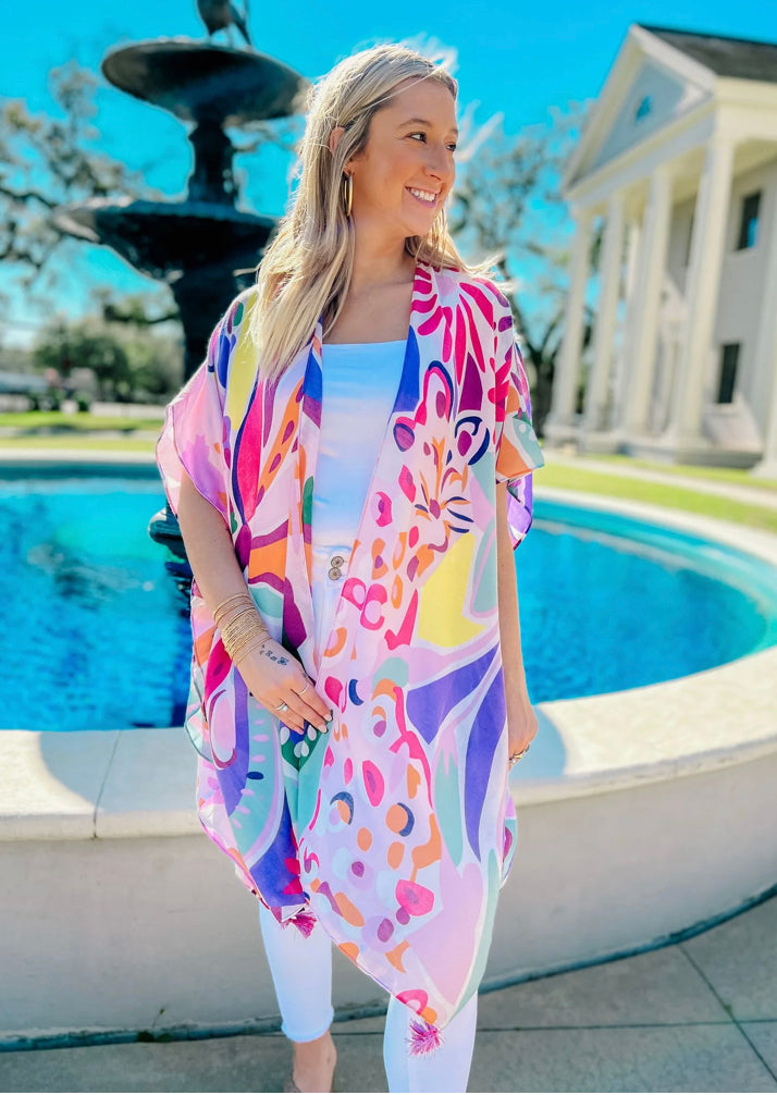 Clearwater Purple Printed Kimono