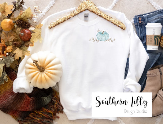 Pumpkins with Leaves Embroidered Sweatshirt