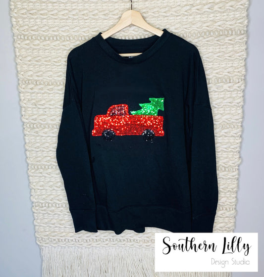 Christmas Truck Sequins Tunic Pullover