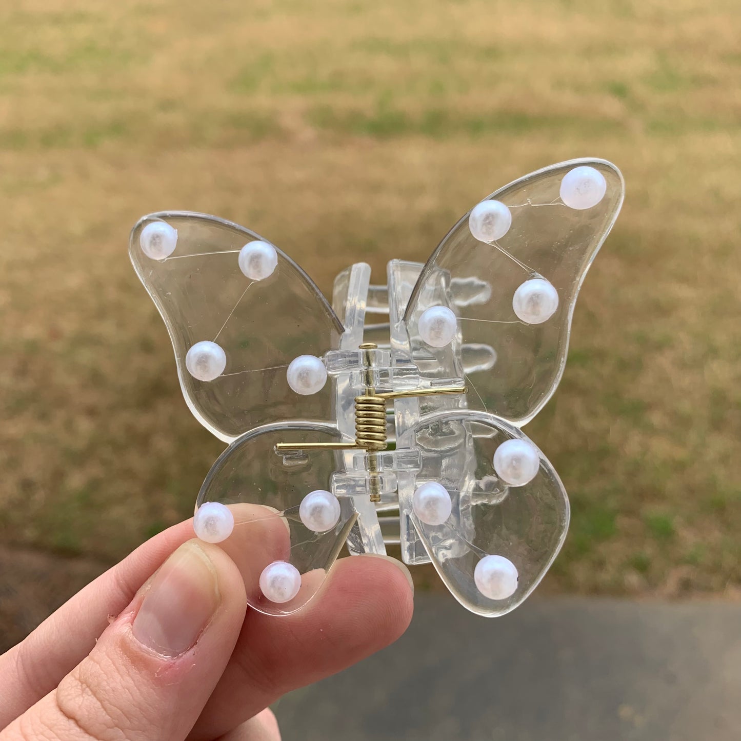 Pearl Studded Butterfly Hair Clip