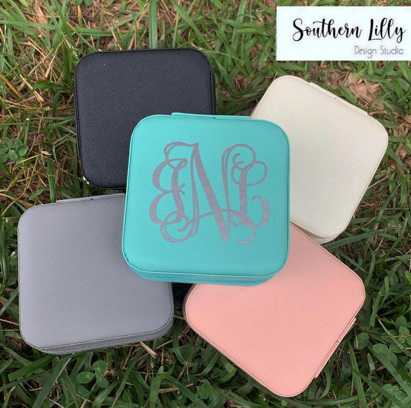 Monogrammed Customized Travel Jewelry Box