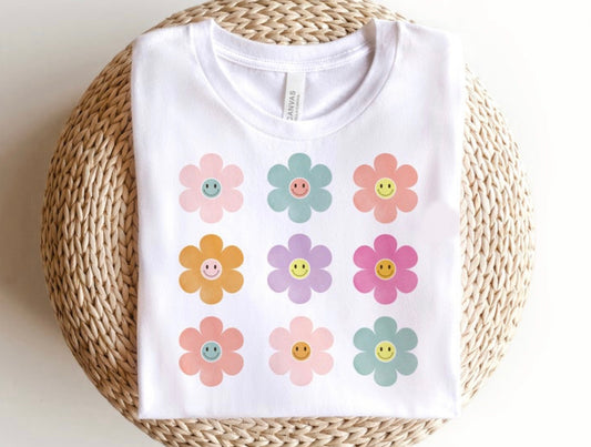 Retro Smiley Flowers T-Shirt