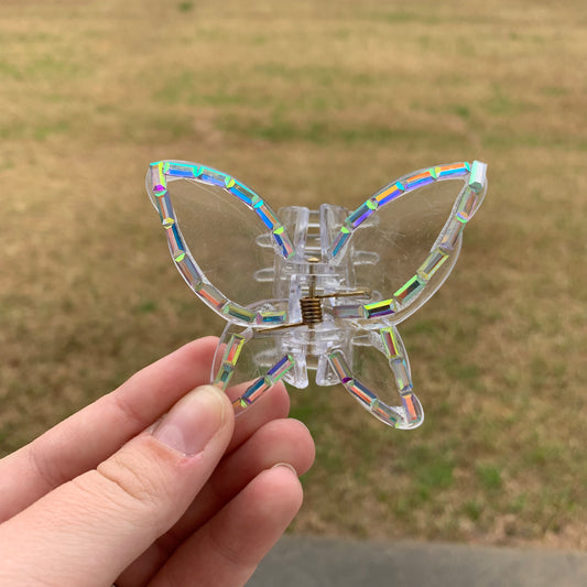 Jeweled Outlined Butterfly Hair Clip