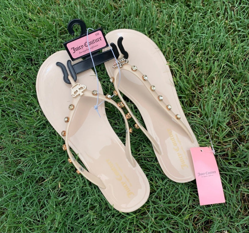 Juicy Couture Rubby Gold Flip Flops