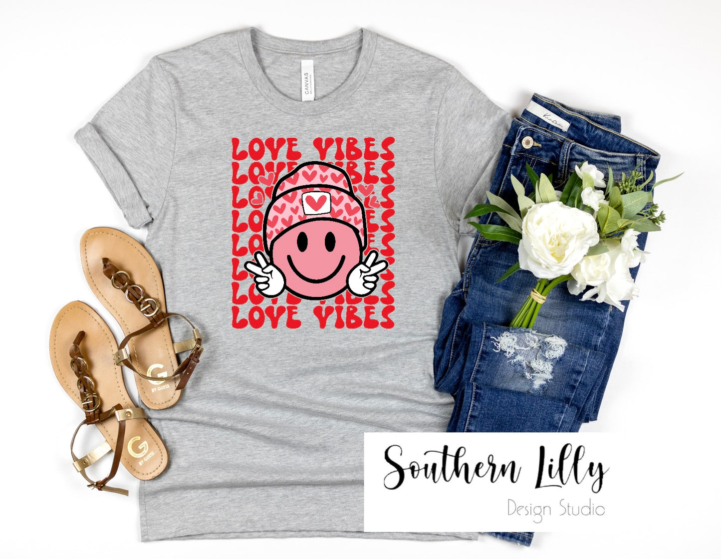 Love Vibes Retro Smiley Face T-Shirt