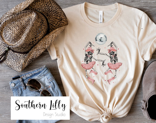 New Years Cowgirls Dancing Skelletons T-Shirt