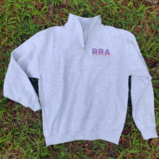 Monogram Preppy Block Embroidered Quarter Zip Pullover Sweatshirt