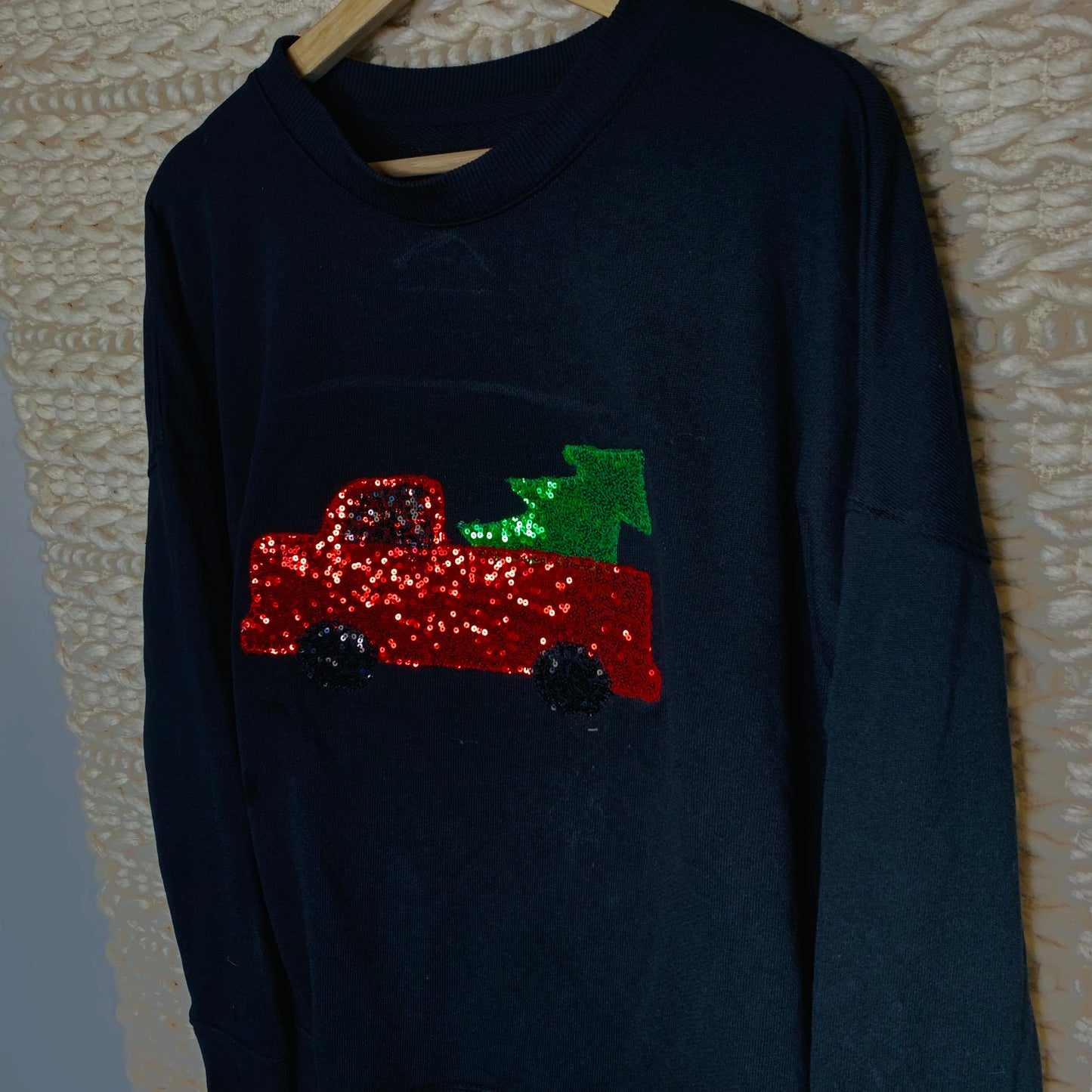 Christmas Truck Sequins Tunic Pullover